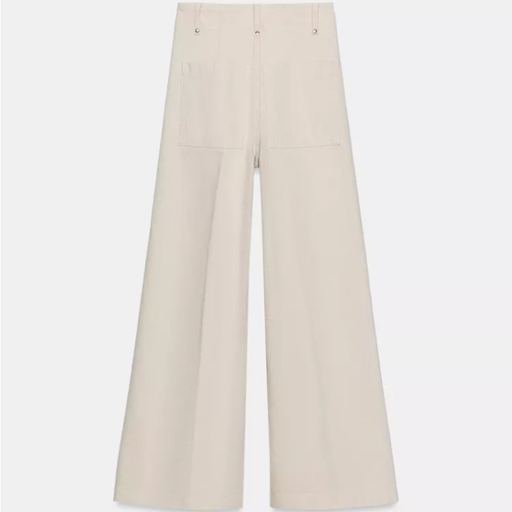 Zara High Waisted Wide-Leg Cream Women's Trousers (NWOT) - Picture 4 of 6